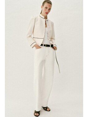 ZARA TAILORED CONTRAST PIPING BLAZER